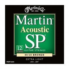 Струни для 12-струнної акустичної гітари Martin SP 80/20 Bronze MSP3600, 10-47