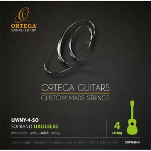 Струни для укулеле сопрано Ortega Custom White Nylon UWNY-4-SO