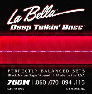 Струни для бас-гітари La Bella Deep Talkin Bass Black Nylon Tape 760N, 60-115