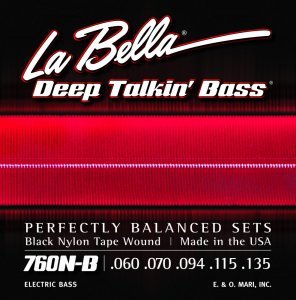 Струни для бас-гітари La Bella Deep Talkin Bass Black Nylon Tape 760N-B, 60-135