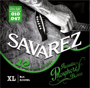 Струни для 12-струнної акустичної гітари Savarez Phosphor Bronze A240XL, 10-47
