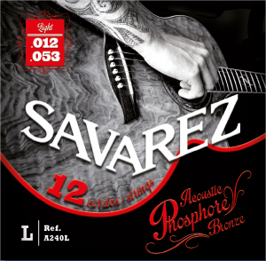 Струни для 12-струнної акустичної гітари Savarez Phosphor Bronze A240L, 12-53