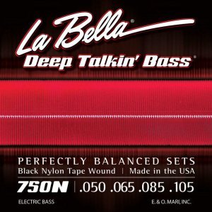 Струни для бас гітари La Bella Deep Talkin Bass Black Nylon Tape 750N, 50-105