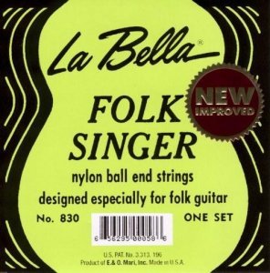 Струни для класичної гітари La Bella Folksinger Black Nylon 830 Medium Tension, Ball End