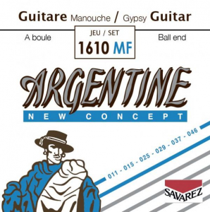 Струни для акустичної джипсі джаз гітари Savarez Argentine 1610MF, 11-46 Ball End