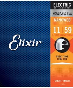 Струни для 7-струнної електрогітари Elixir Nanoweb Nickel Plated Steel 12106, 11-59