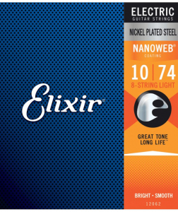 Струни для 8-струнної електрогітари Elixir Nanoweb Nickel Plated Steel 12062, 10-74