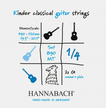 Струни для дитячої класичної гітари Hannabach 890MT, 1/4 (2xG)