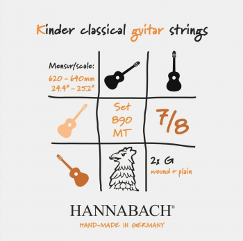 Струны для детской классической гитары Hannabach 890MT, 7/8 (2xG)