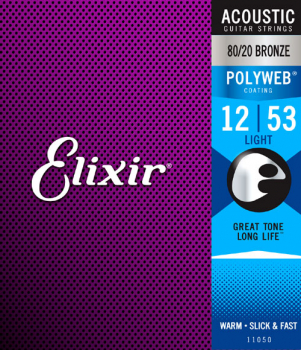 Струны для акустической гитары Elixir Polyweb 80/20 Bronze 11050, 12-53