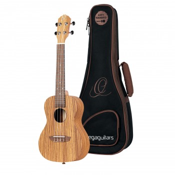 Укулеле левостороннее Ortega Timber Series Concert Ukulele Zebrawood Natural (с чехлом)