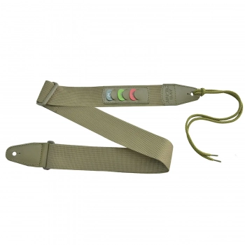 Гитарный ремень Music day - GR-2kh Ranger Green (Khaki) с ячейками для медиаторов