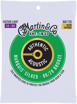 Струни для акустичної гітари Martin Authentic Marquis Silked 80/20 Bronze MA175S, 11-52