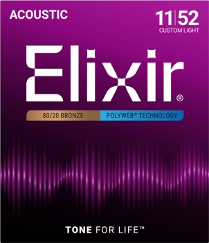 Струни для акустичної гітари Elixir Polyweb 80/20 Bronze 11025, 11-52