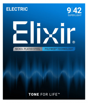 Струни для електрогітари Elixir Polyweb Nickel Plated Steel 12000, 9-42