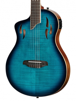 Классическая гитара левосторонняя Ortega TourPlayer RTPDLX-FMA-L DeLuxe Nylon Flamed Maple Blue (с чехлом)