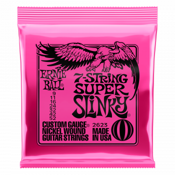 Струны для 7-струнной электрогитары Ernie Ball Super Slinky Nickel Wound P02623, 9-52