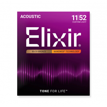 Струны для акустической гитары Elixir Nanoweb 80/20 Bronze 11027, 11-52
